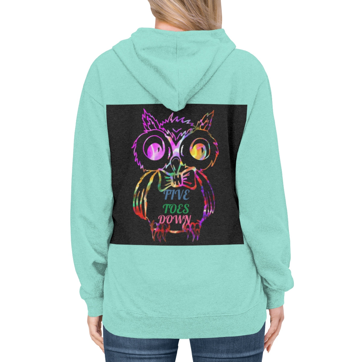 Five Toes Down Owl Unisex Lightweight Hoodie(Back)