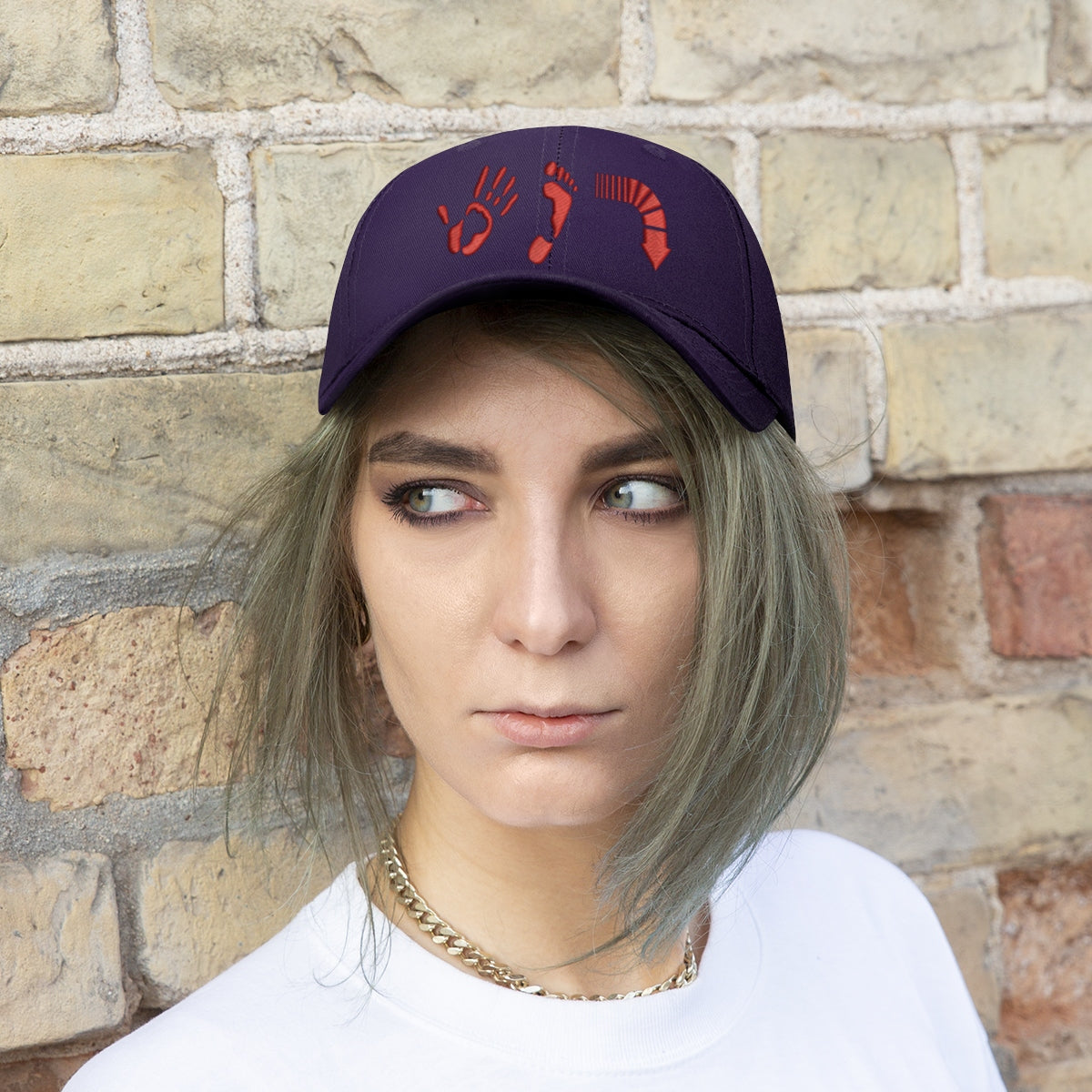 Five Toes Down Red Unisex Twill Hat Embroidered
