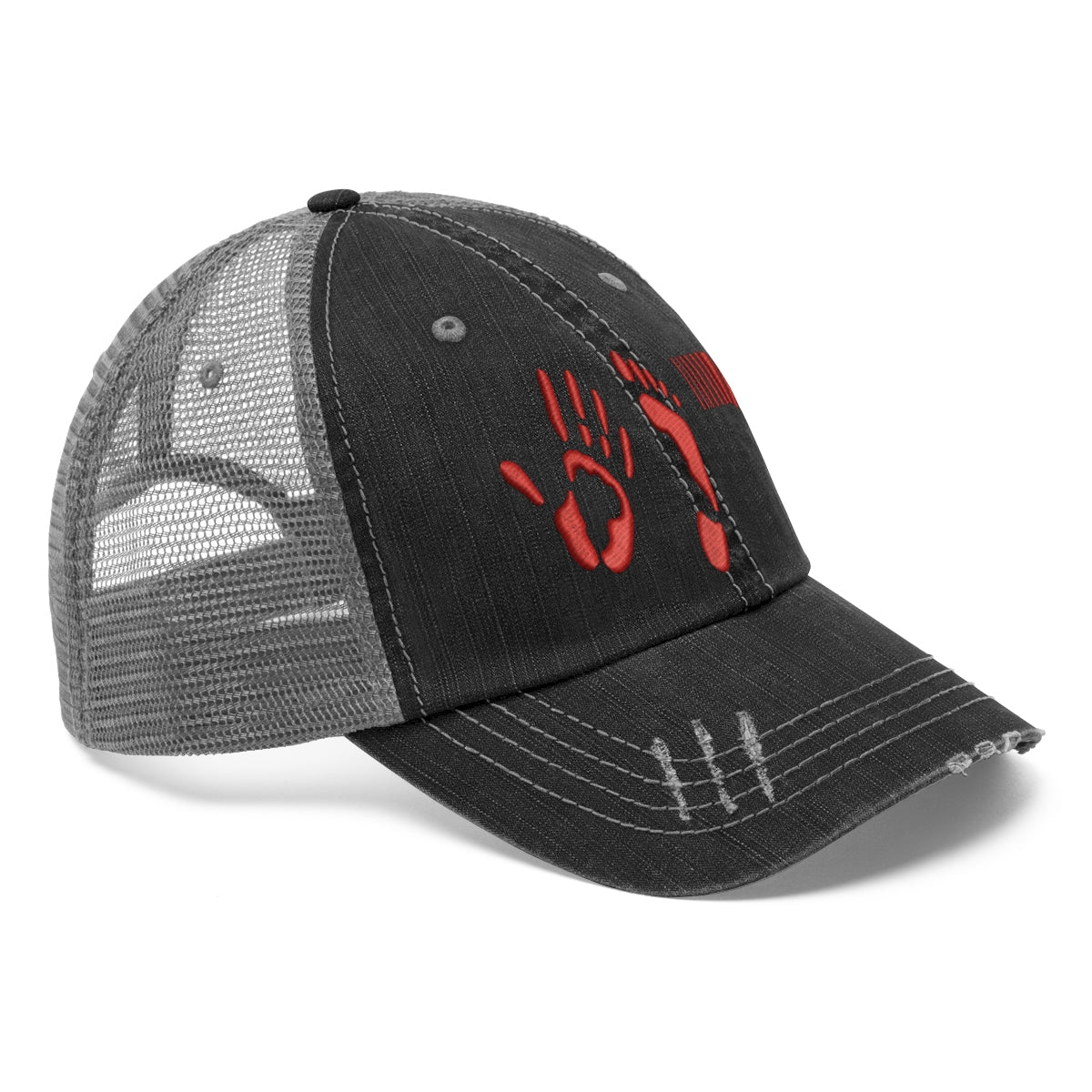 Five Toes Down Red Unisex Trucker Hat Embroidered