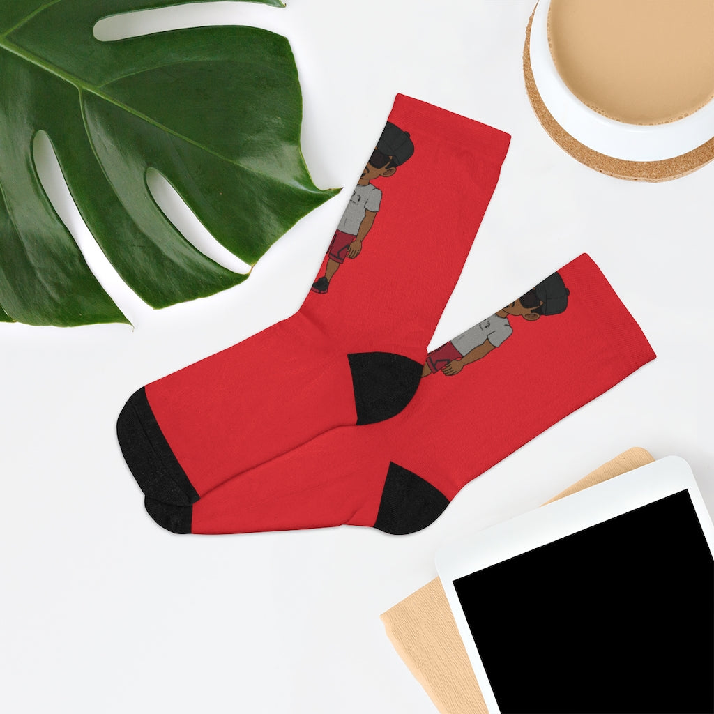 Five Toes Down Henry The Amputee Socks red
