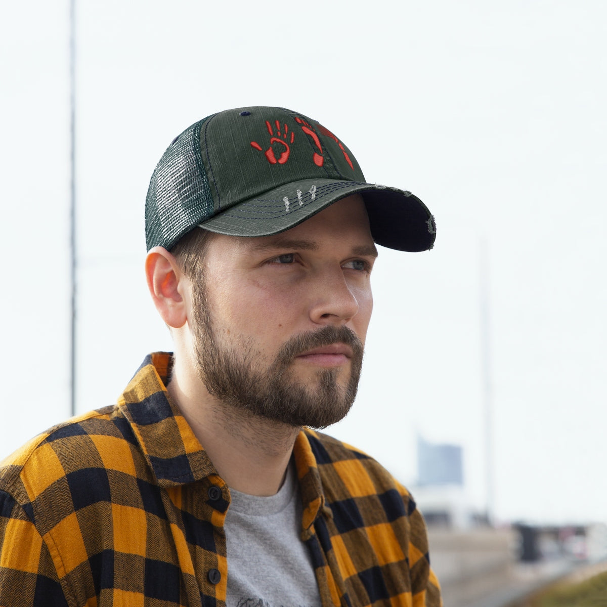 Five Toes Down Red Unisex Trucker Hat Embroidered