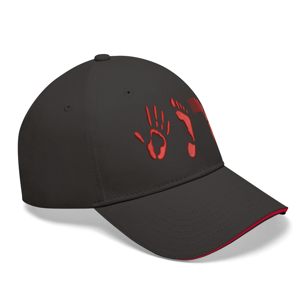 Five Toes Down Red Sandwich Brim Hat Embroidered