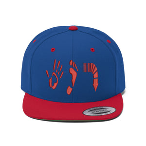 Five Toes Down Red Unisex Flat Bill Hat Embroidered
