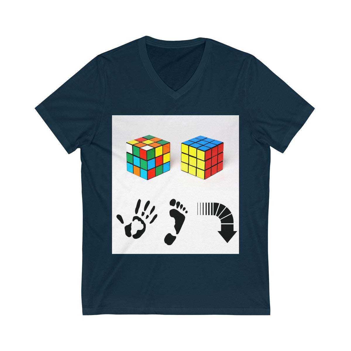 Five Toes Down Cube Unisex V-Neck Tee