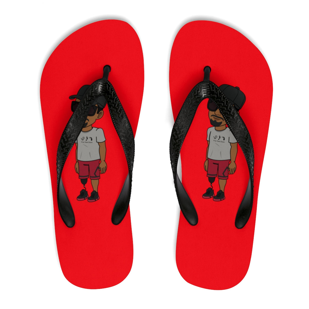Five Toes Down Henry Unisex Flip-Flops Red