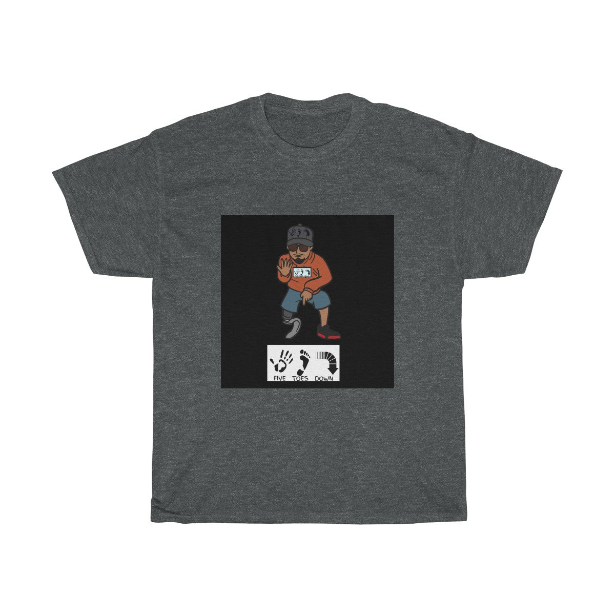 Five Toes Down Pose Black Background Unisex Tee