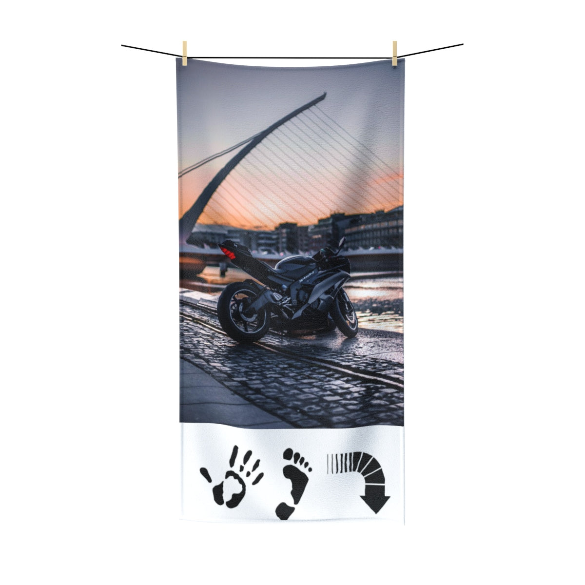 Five Toes Down Motorcycle Polycotton Towel