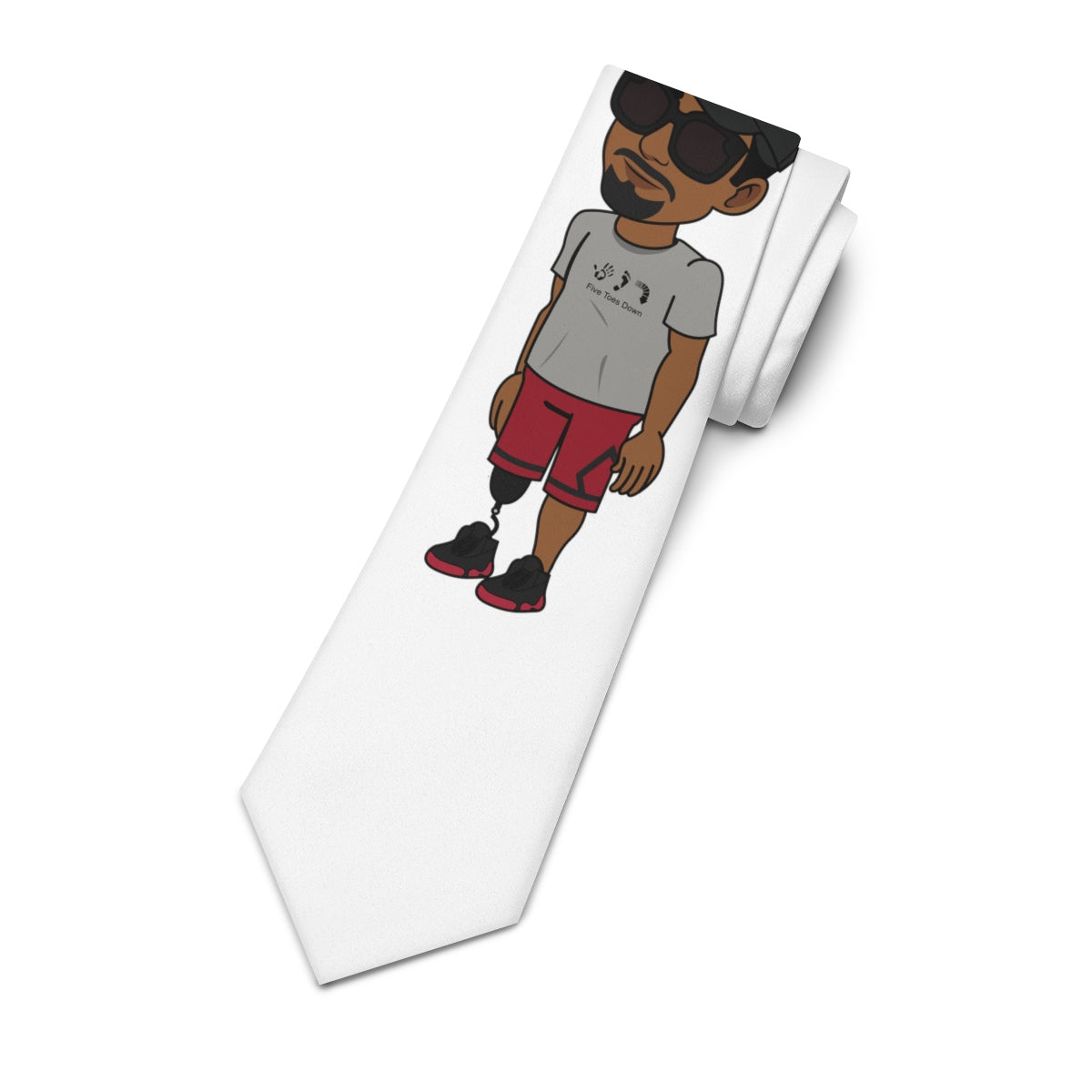 Five Toes Down Henry the Amputee Necktie white