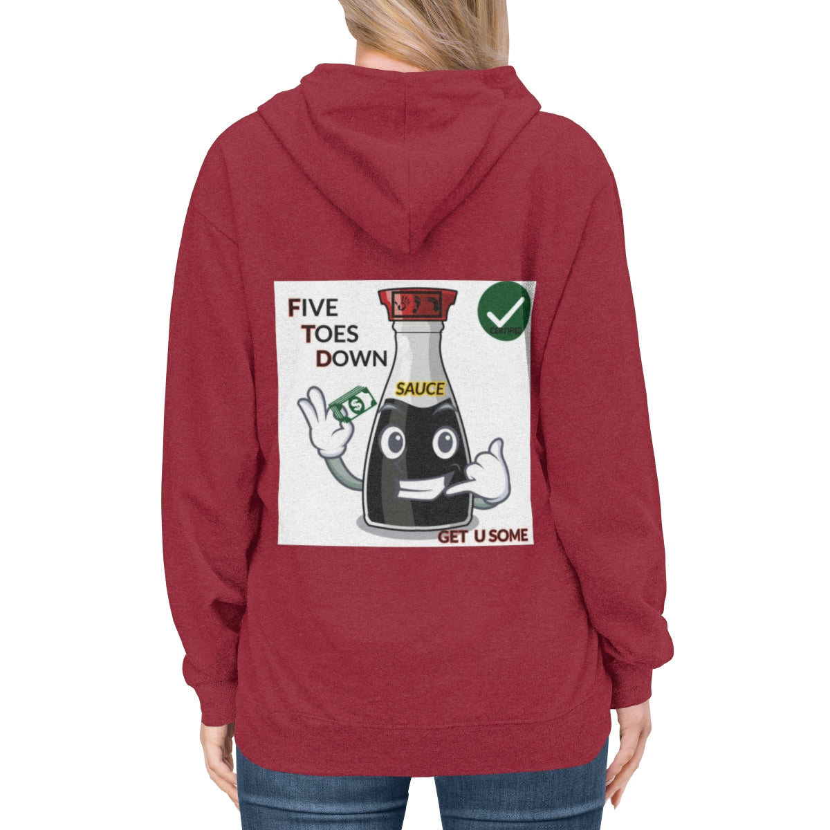 Five Toes Down Sauce Unisex Lightweight Hoodie(Back)