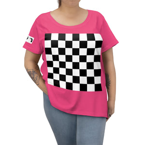 Five Toes Down  Checkerboard Women's Curvy Tee