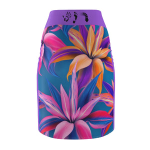 Five Toes Down Floral Print Women's Pencil Skirt