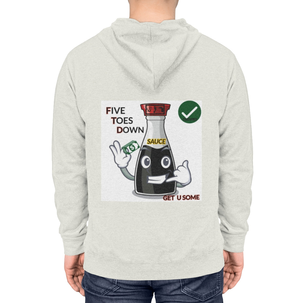 Five Toes Down Sauce Unisex Lightweight Hoodie(Back)