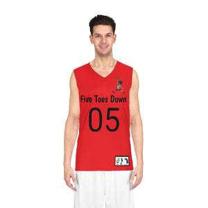 Five Toes Down Air Amputee Basketball Jersey Red