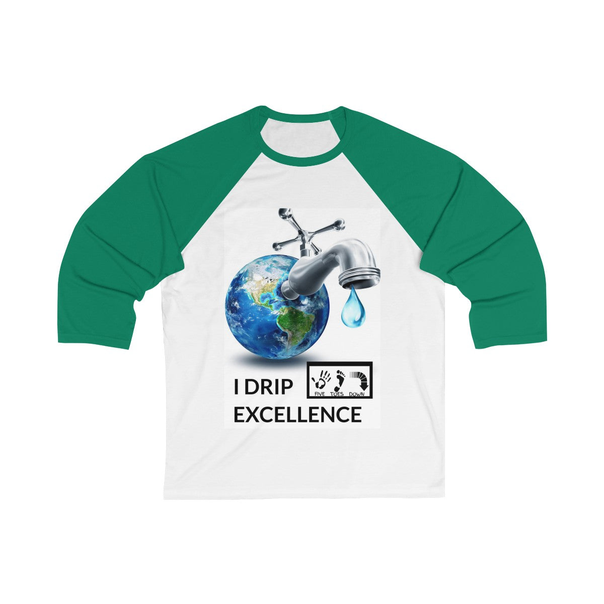 Five Toes Down I Drip Excellence Unisex 3/4 Sleeve Baseball Tee