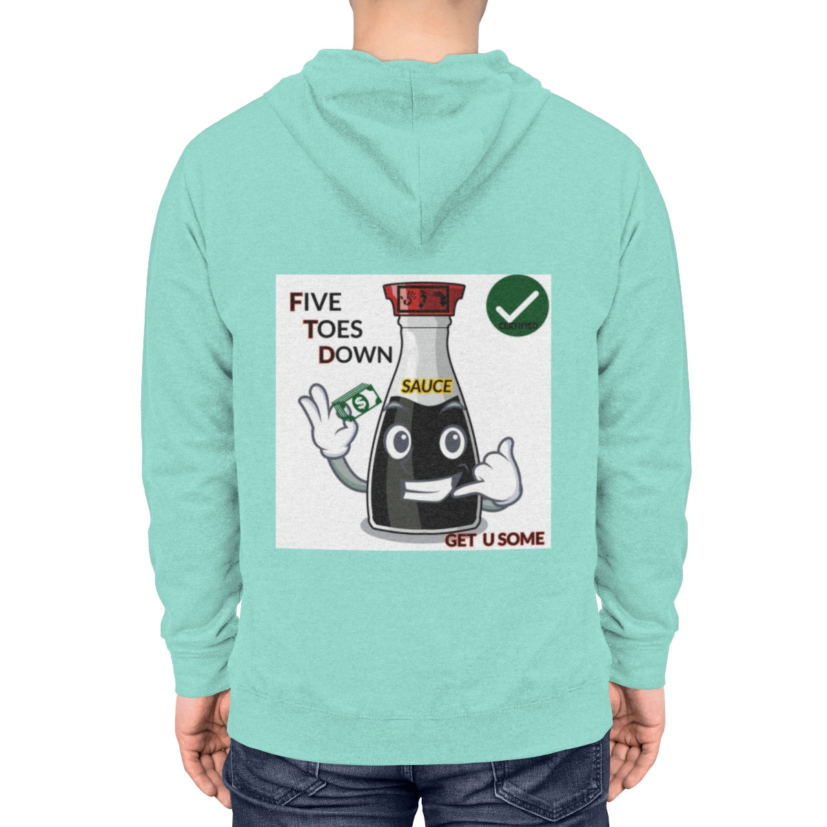 Five Toes Down Sauce Unisex Lightweight Hoodie(Back)