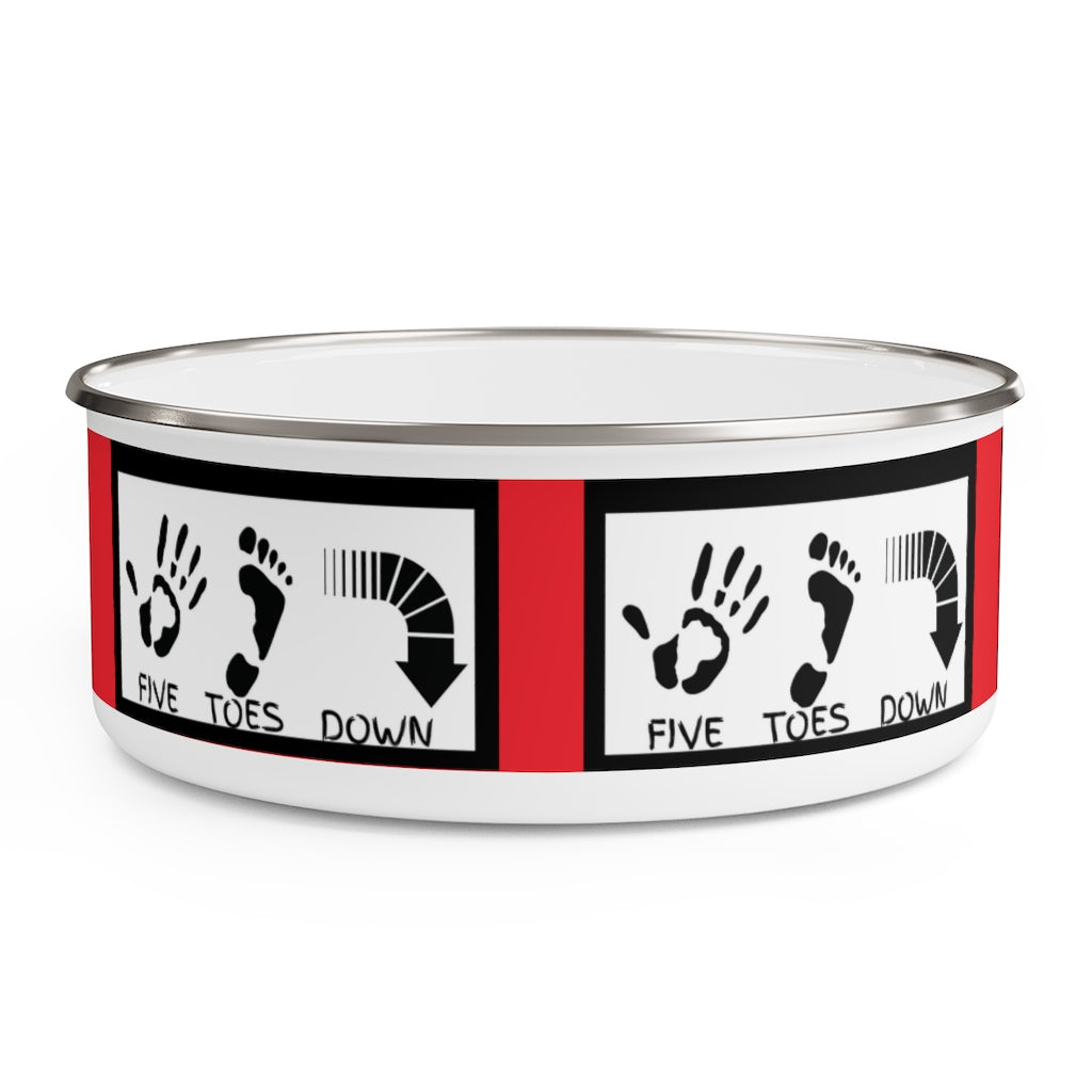 Five Toes Down Enamel Bowl Red