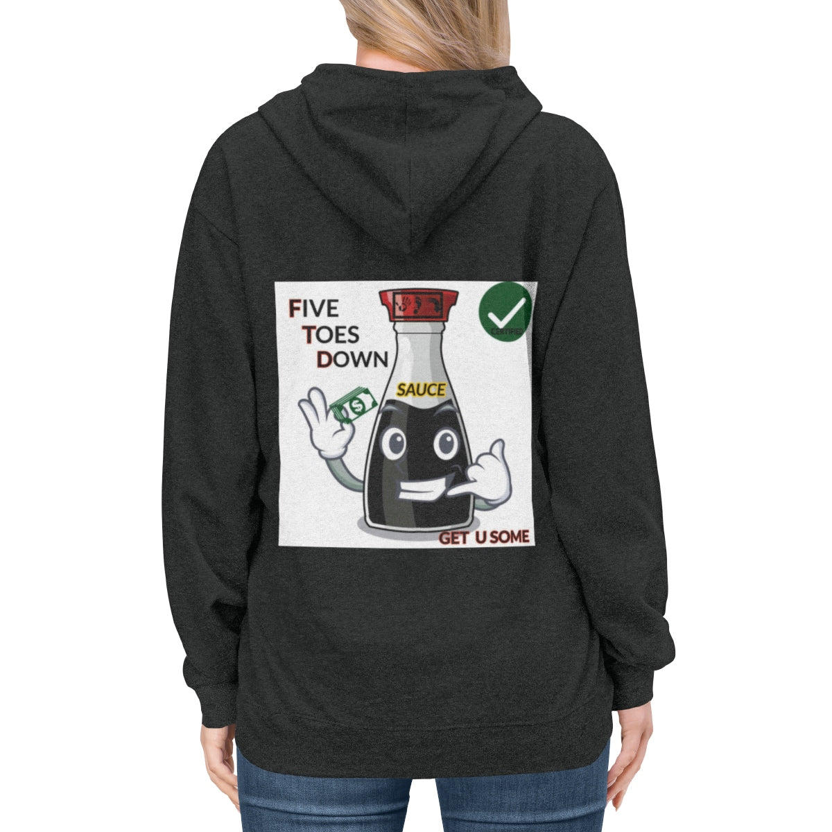 Five Toes Down Sauce Unisex Lightweight Hoodie(Back)