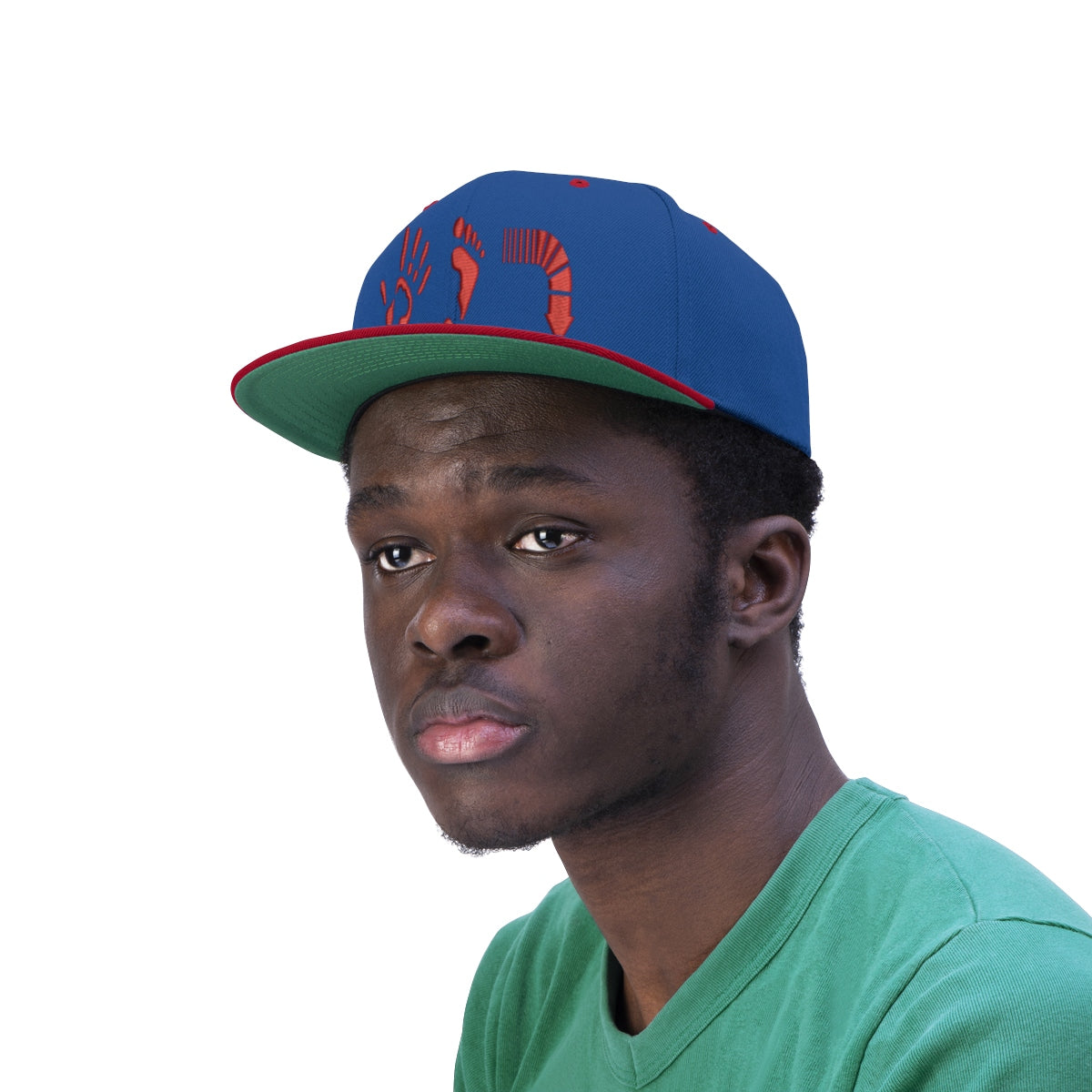 Five Toes Down Red Unisex Flat Bill Hat Embroidered