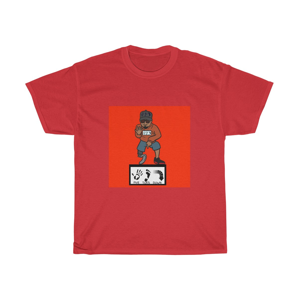 Five Toes Down Pose Red Background Unisex Tee