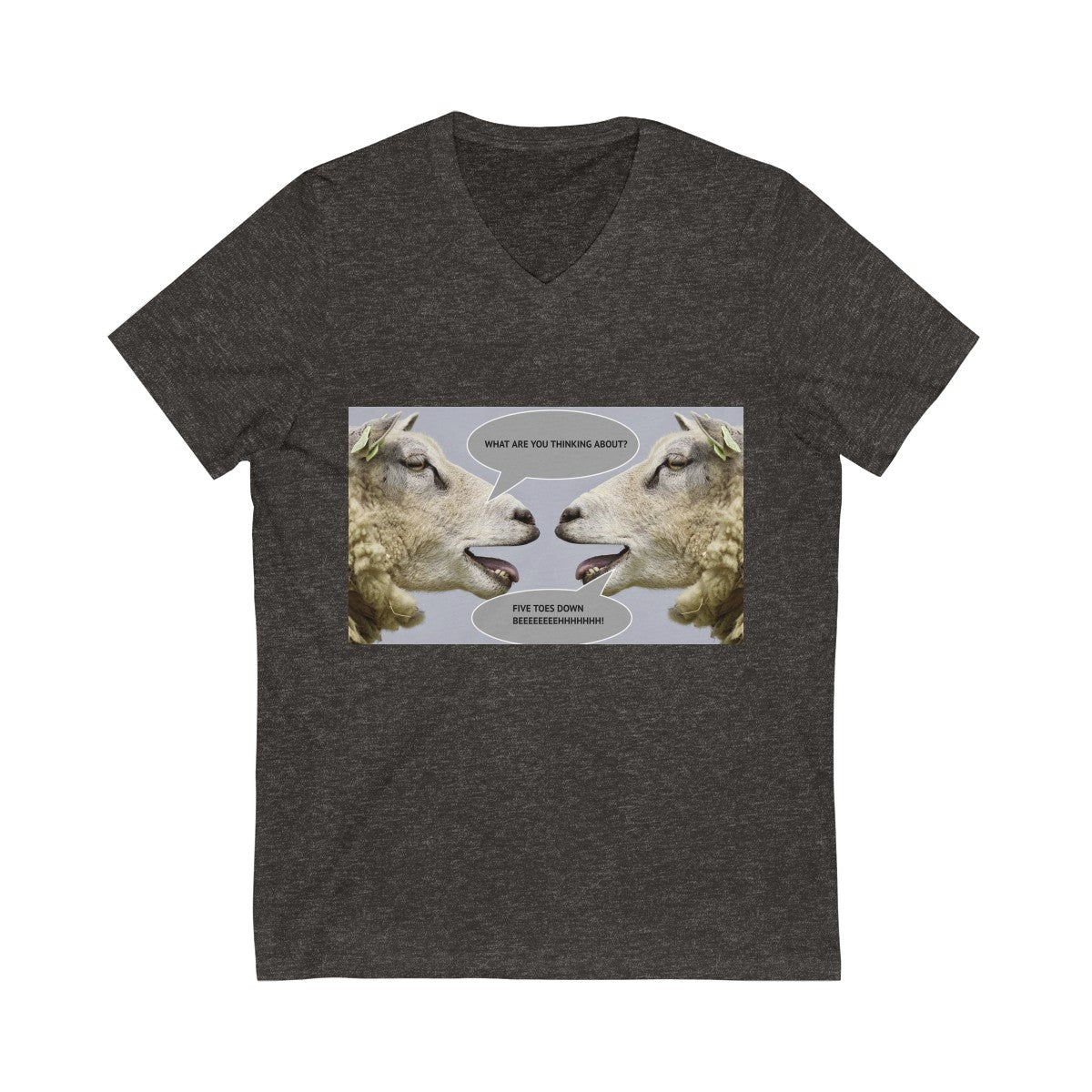 Five Toes Down Goat Thoughts Unisex V-Neck Tee