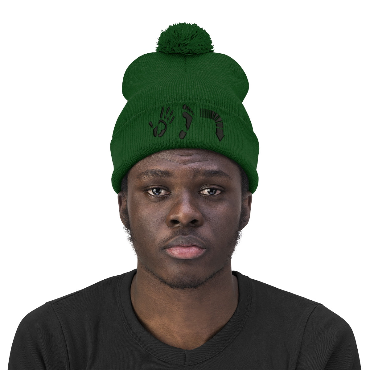 Five Toes Down Pom Pom Beanie Embroidered