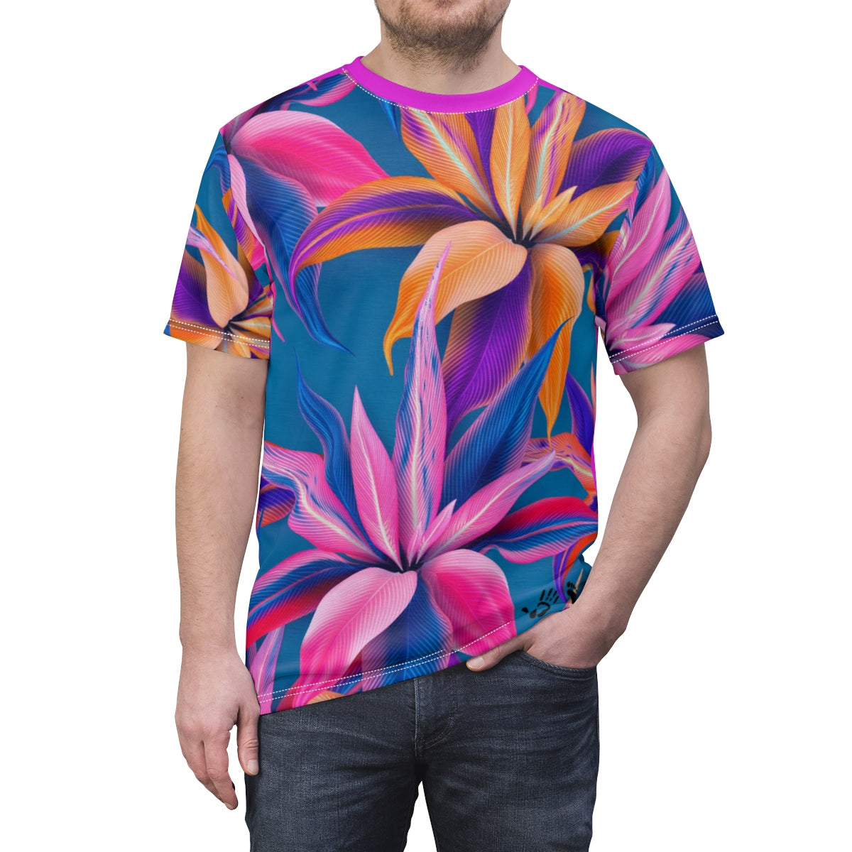 Five Toes Down Flowers 2 Unisex Cut & Sew Tee