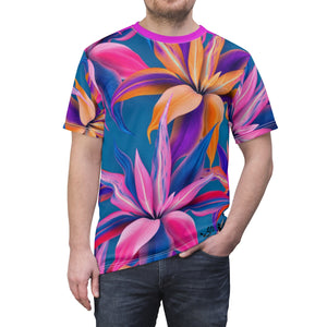 Five Toes Down Flowers 2 Unisex Cut & Sew Tee
