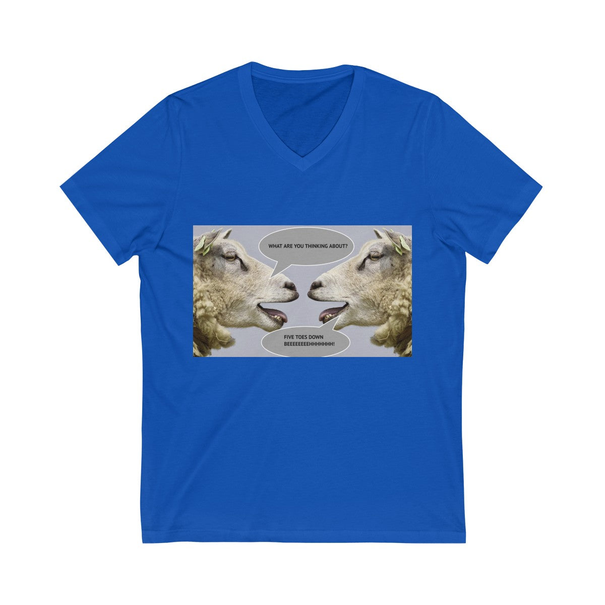 Five Toes Down Goat Thoughts Unisex V-Neck Tee