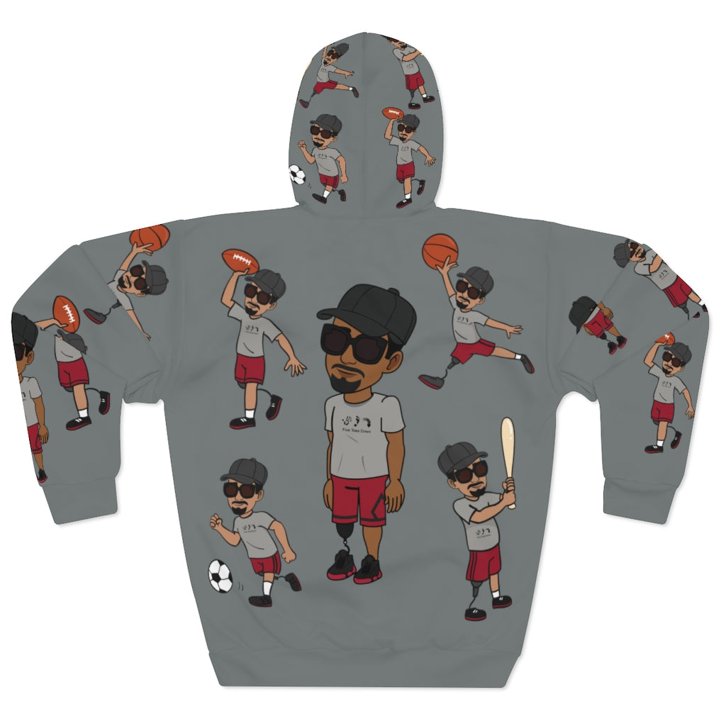 Five Toes Down Sports Unisex Pullover Hoodie grey