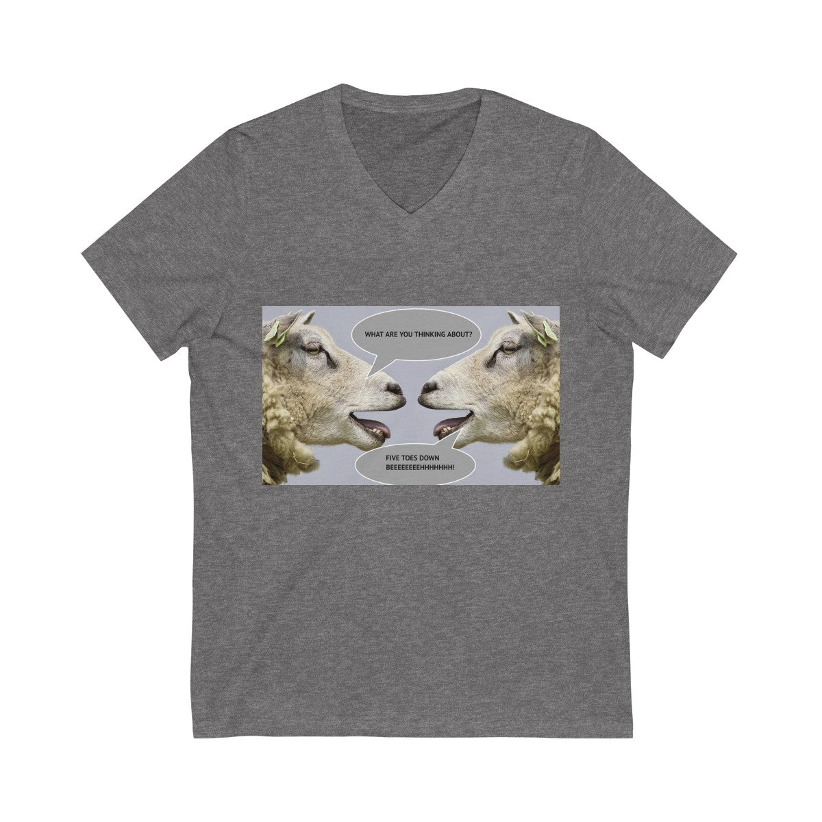 Five Toes Down Goat Thoughts Unisex V-Neck Tee