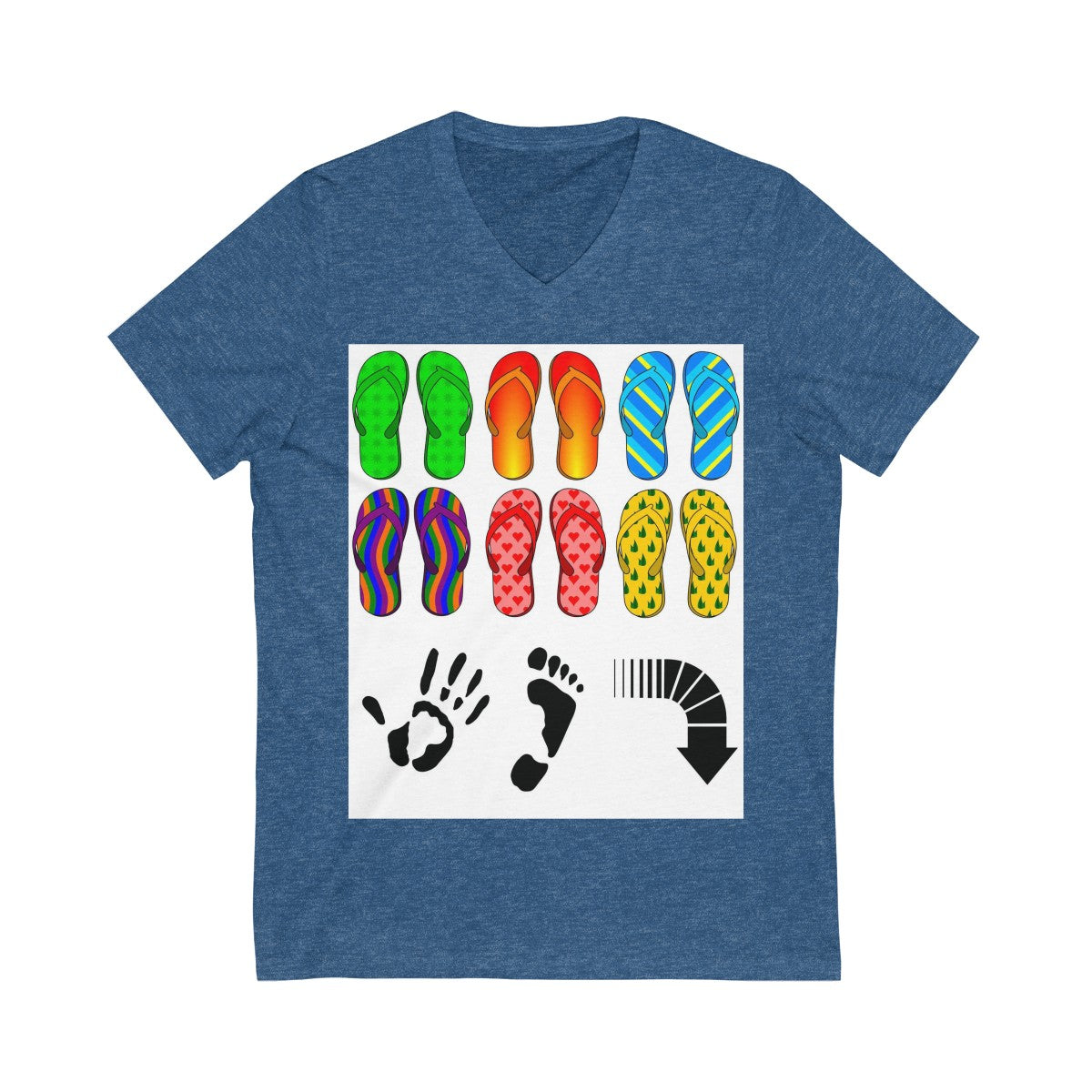 Five Toes Down Flip Flop Unisex V-Neck Tee