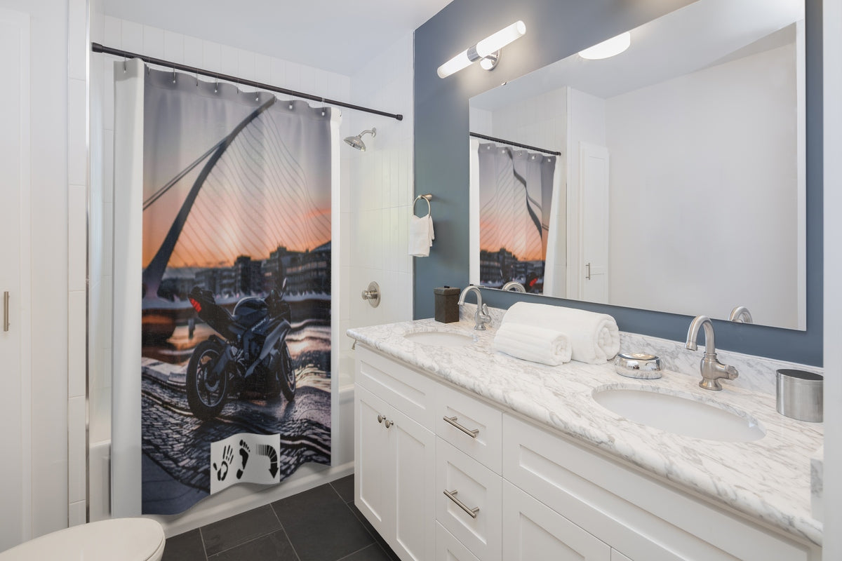 Five Toes Down Motorcycle Shower Curtains