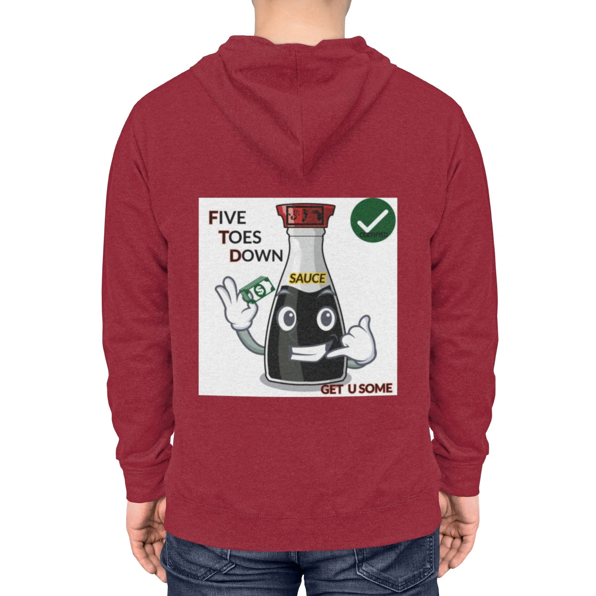 Five Toes Down Sauce Unisex Lightweight Hoodie(Back)