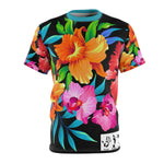 Five Toes Down Flowers Unisex Cut & Sew Tee Front & Back