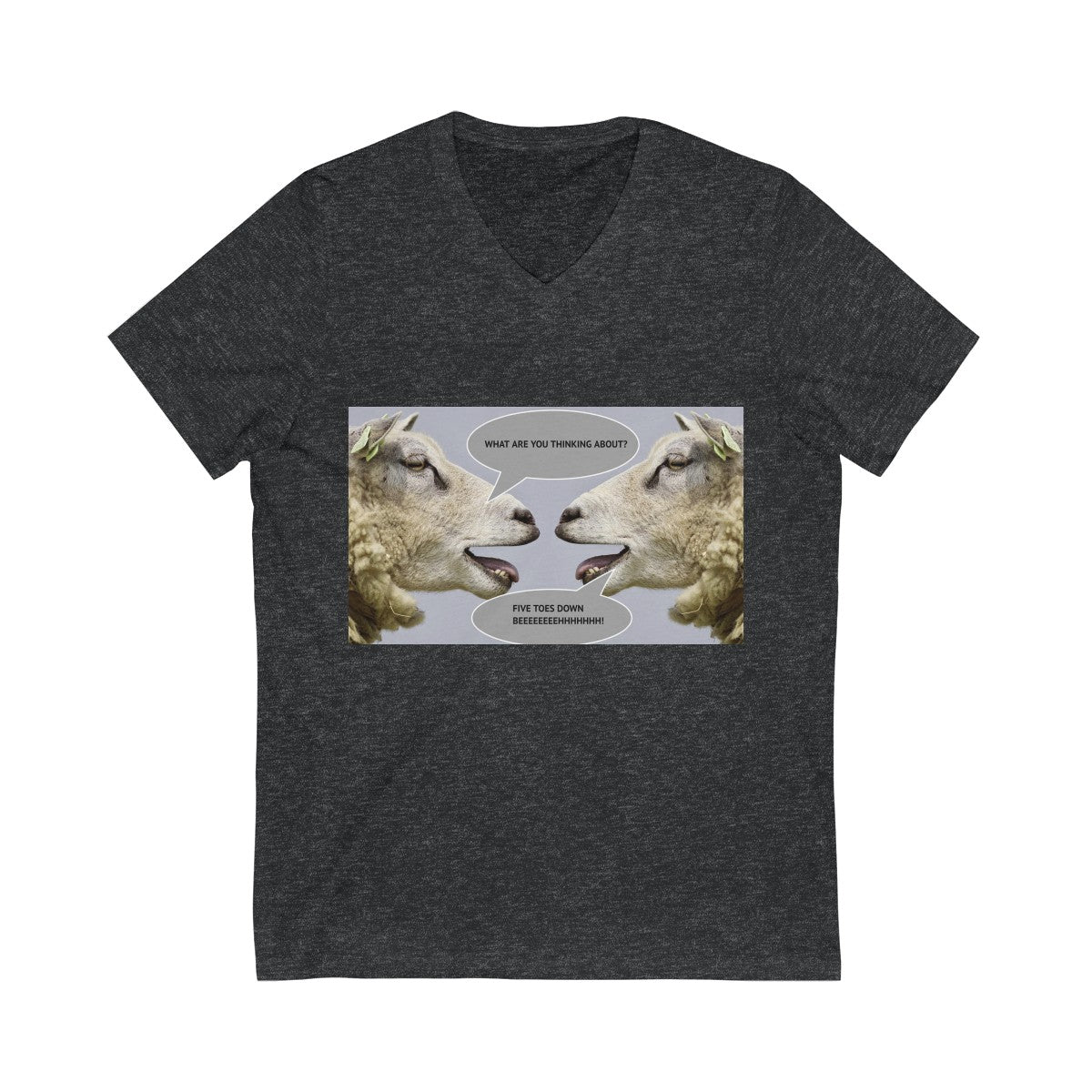 Five Toes Down Goat Thoughts Unisex V-Neck Tee