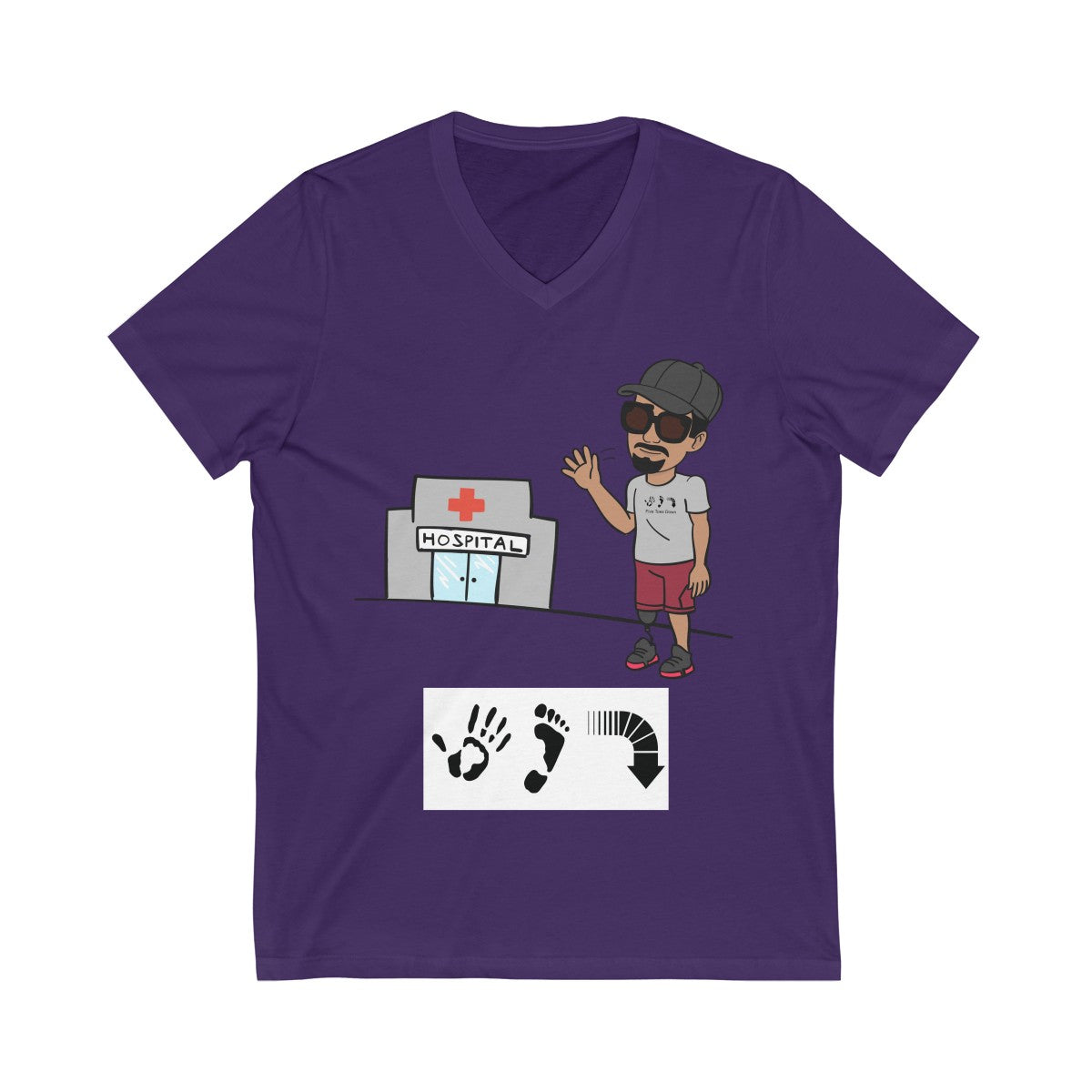 Five Toes Down Bye Unisex V-Neck Tee