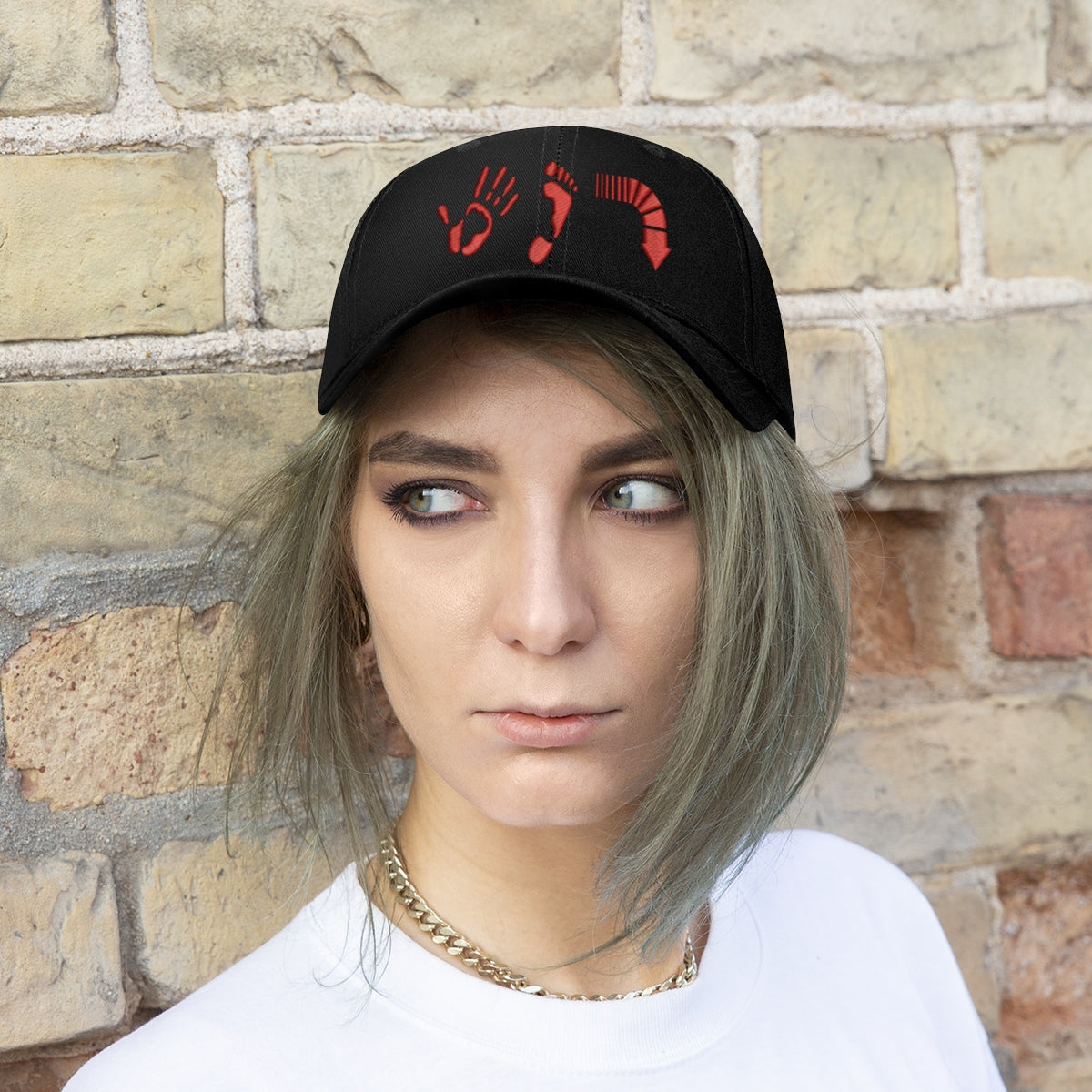 Five Toes Down Red Unisex Twill Hat Embroidered