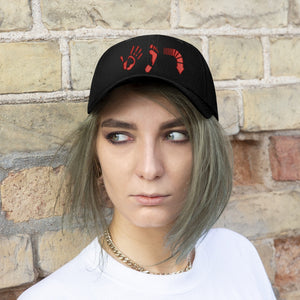 Five Toes Down Red Unisex Twill Hat Embroidered