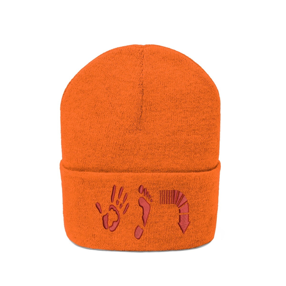 Five Toes Down Red Knit Beanie Embroidered