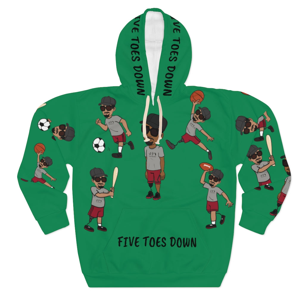 Five Toes Down Sports Unisex Pullover Hoodie green 2