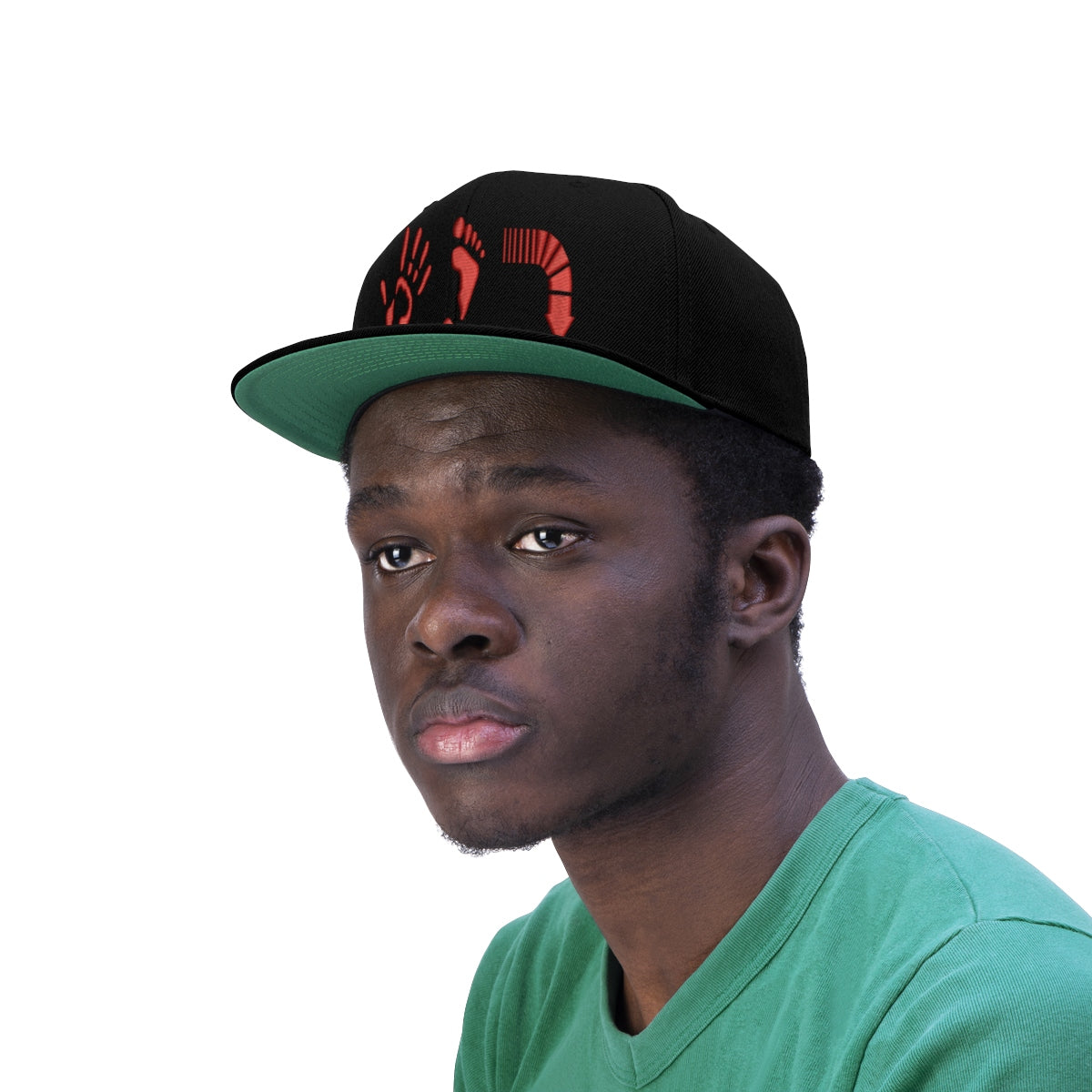 Five Toes Down Red Unisex Flat Bill Hat Embroidered