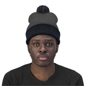 Five Toes Down Pom Pom Beanie Embroidered