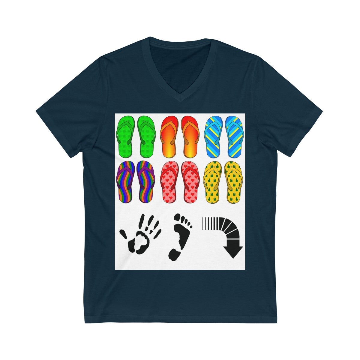 Five Toes Down Flip Flop Unisex V-Neck Tee