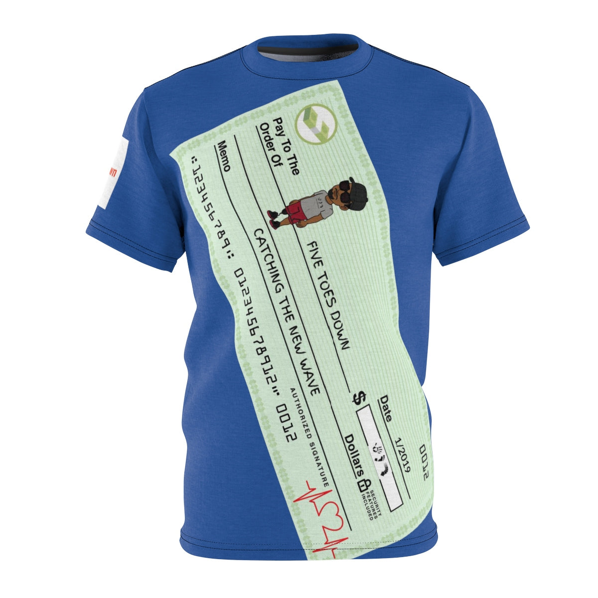 Five Toes Down Check Unisex Cut & Sew Tee