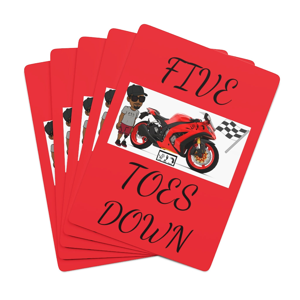 Five Toes Down Rider Custom Poker Cards Red