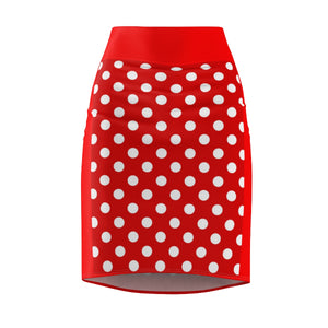Five Toes Down Red Polka Dot Women's Pencil Skirt