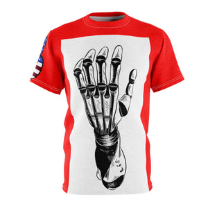 Five Toes Down Futuristic Red Unisex Cut & Sew Tee