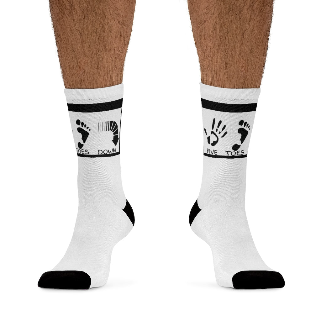 Five Toes Down Logo Socks White