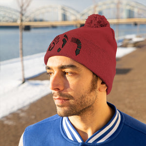 Five Toes Down Pom Pom Beanie Embroidered
