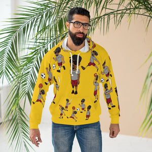 Five Toes Down Sports Unisex Pullover Hoodie yellow